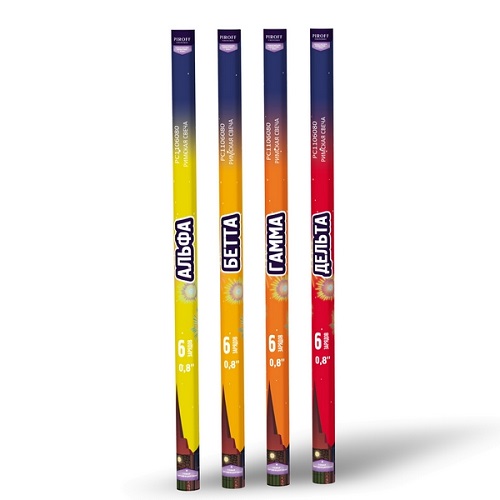 Римская свеча Альфа/Бета/Гамма/Дельта 1 шт 0,8*6 Пирофф РС1106080