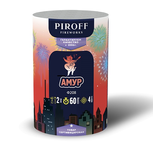 Фонтан пиротехнический Амур 2 метра 60 секунд Пирофф  Ф419