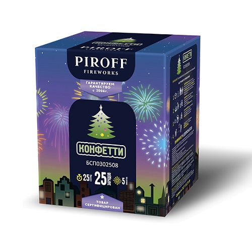 Фейерверк Конфетти 0.8*25 Пирофф  БСП0602508