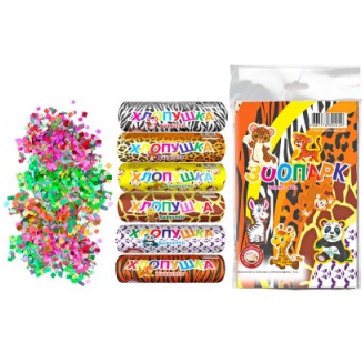 Набор хлопушек 100 мм Зоопарк  6шт Конфетти УПЗ ЧЛ100